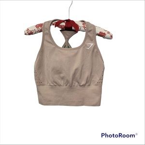 Gymshark Energy Seamless Crop Top Sports Bra Taupe